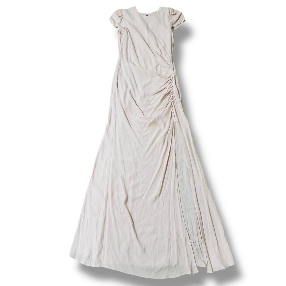Free People Awaylee Pink Rose Gathered Button Front Maxi Dress Size Large